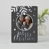 メリークリスマスグレーの写真 箔シーズンカード (立ち正面)
