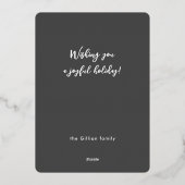 メリークリスマスグレーの写真 箔シーズンカード (裏面)