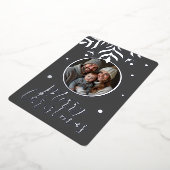 メリークリスマスグレーの写真 箔シーズンカード (回転した状態)