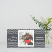 メリークリスマスグレーシェブロン写真グリーティングカード シーズンカード (スタンド正面)