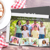 メリークリスマスグレーファミリーフォトコラージュ シーズンカード