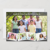 メリークリスマスグレーファミリーフォトコラージュ シーズンカード (正面)