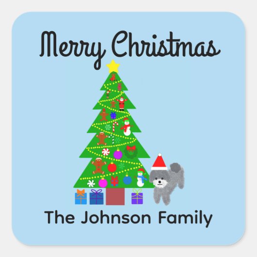 メリークリスマスグレープードルクリスマスステッカー#5 スクエアシール (正面)
