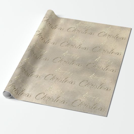 メリークリスマスグレー金ゴールドセピアブルラップコテージ ラッピングペーパー (アンロールド)