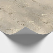 メリークリスマスグレー金ゴールドセピアブルラップコテージ ラッピングペーパー (角)