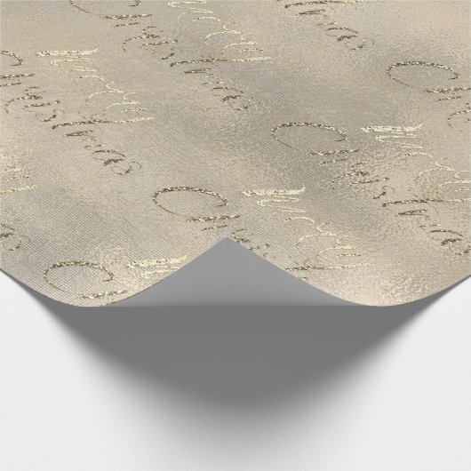 メリークリスマスグレー金ゴールドセピアブルラップコテージ ラッピングペーパー (角)