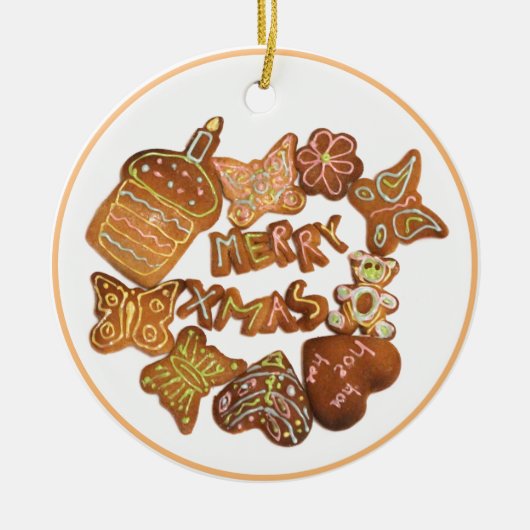 メリークリスマスケーキ セラミックオーナメント (正面)