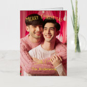メリークリスマスゲイレトロピンク | カスタム写真 箔シーズンカード (正面)