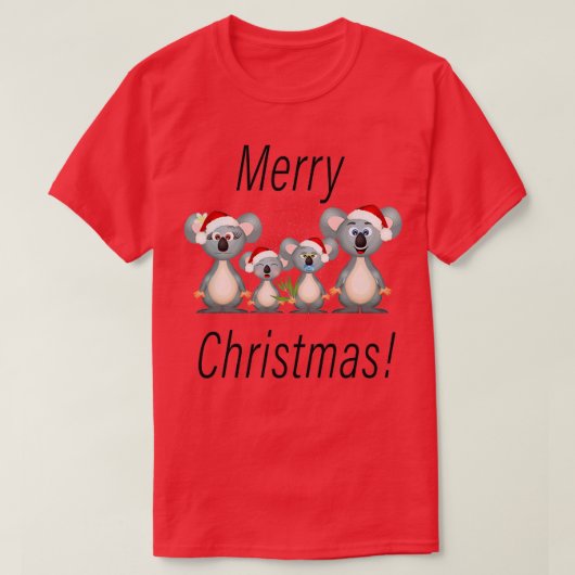 メリークリスマスコアラホワイト Tシャツ (デザイン正面)