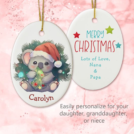 メリークリスマスコアラ熊キッズクリスマス セラミックオーナメント