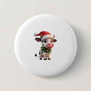 メリークリスマスコウサンタクリスマスライトカウXmas 缶バッジ