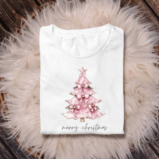 メリークリスマスコケットピンクのツリーシャツ トライブレンドTシャツ