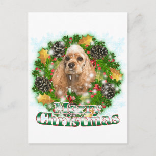 メリークリスマスコッカースパニエル犬 シーズンポストカード