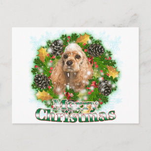 メリークリスマスコッカースパニエル犬 シーズンポストカード