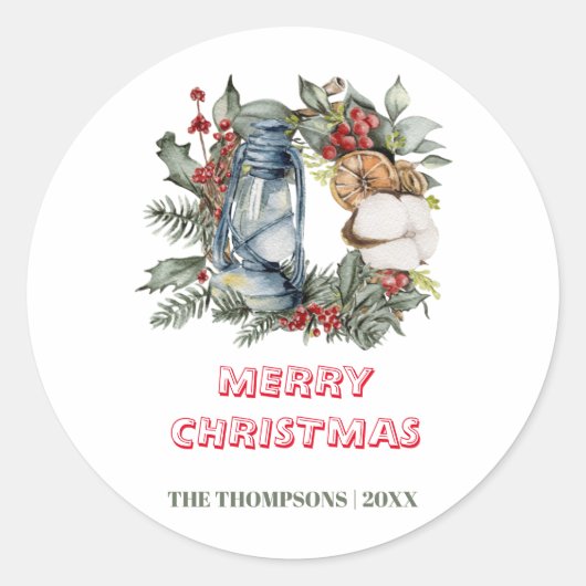 メリークリスマスコットンウィンターホリデーズフレーム ラウンドシール (正面)