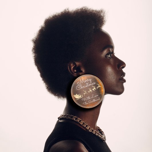 メリークリスマスコテージゴールドサンタトナディースライト ラウンドシール