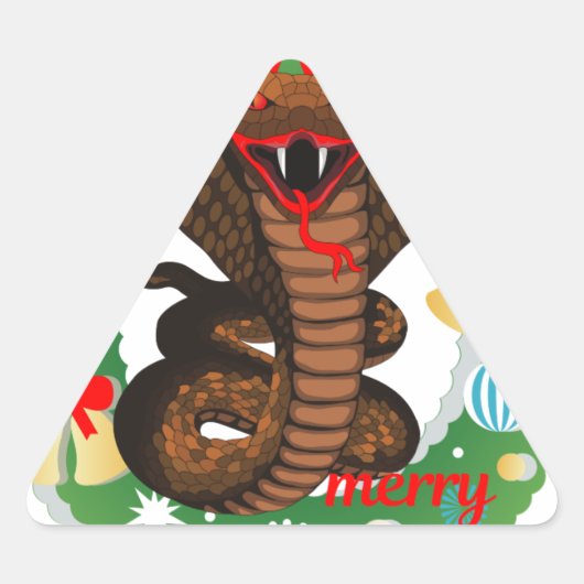 メリークリスマスコブラヘビ 三角形シール (正面)