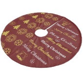 メリークリスマスコラージダークレッド金ゴールドS2 フリース ツリースカート (アングル)