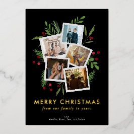 メリークリスマスコラージブラックホリモダンー 箔シーズンカード
