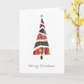 メリークリスマスコラージュスタイルツリーカード カード (黄色い花)