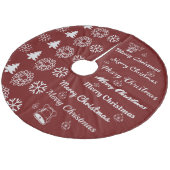 メリークリスマスコラージュ暗赤色シルバーグレー フリース ツリースカート (アングル)