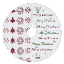 メリークリスマスコラージュ暗赤色Fグリーン フリース ツリースカート