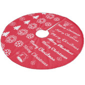 メリークリスマスコラージュ白オンレッド フリース ツリースカート (アングル)