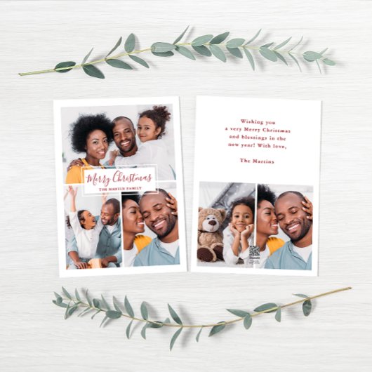 メリークリスマスコラージュ5枚赤と白写真 シーズンカード