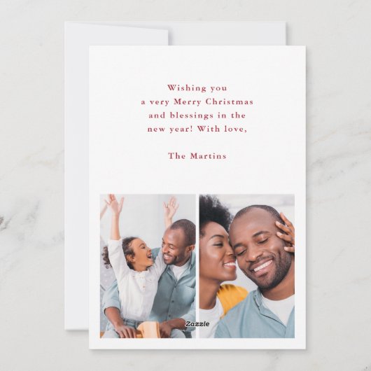 メリークリスマスコラージュ5枚赤と白写真 シーズンカード (裏面)