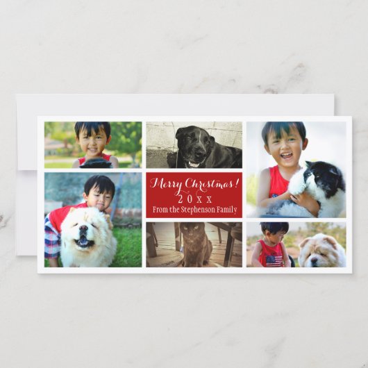 メリークリスマスコラージュ6家族写真 シーズンカード (正面)