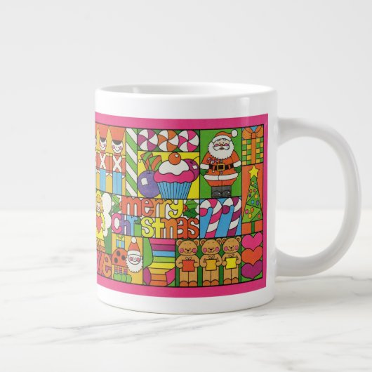 メリークリスマスコラージュ ジャンボコーヒーマグカップ (右)