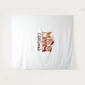 メリークリスマスコルギドッグサンタラブコルギスファミリー タペストリー (正面(横))