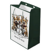 メリークリスマスコルギドッグス雪だるま ミディアムペーパーバッグ (裏面アングル)