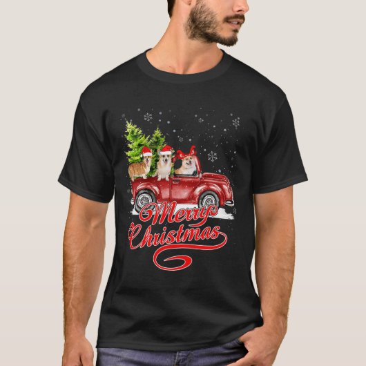 メリークリスマスコルギドッグズラバーサンタトナカイR Tシャツ (正面)