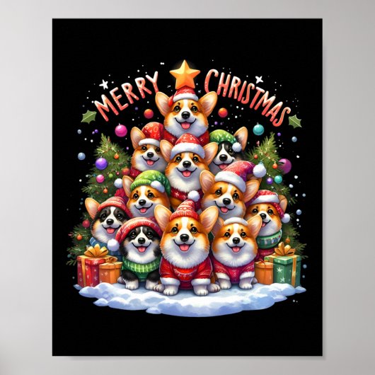 メリークリスマスコルグマスコルギドッグクリスマスツリーX ポスター (正面)