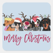 メリークリスマスコンハウンドヘッドスクエアステッカー スクエアシール (正面)