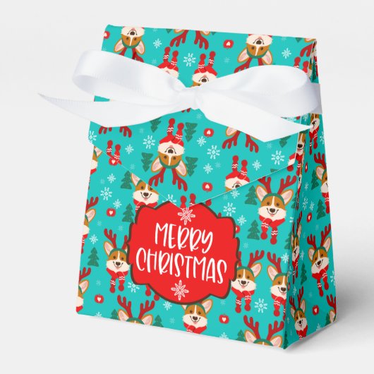 メリークリスマスコーギードッグお菓子箱 フェイバーボックス (正面サイド)
