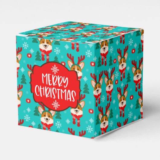 メリークリスマスコーギードッグお菓子箱 フェイバーボックス (正面サイド)