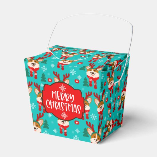 メリークリスマスコーギードッグお菓子箱 フェイバーボックス (正面サイド)