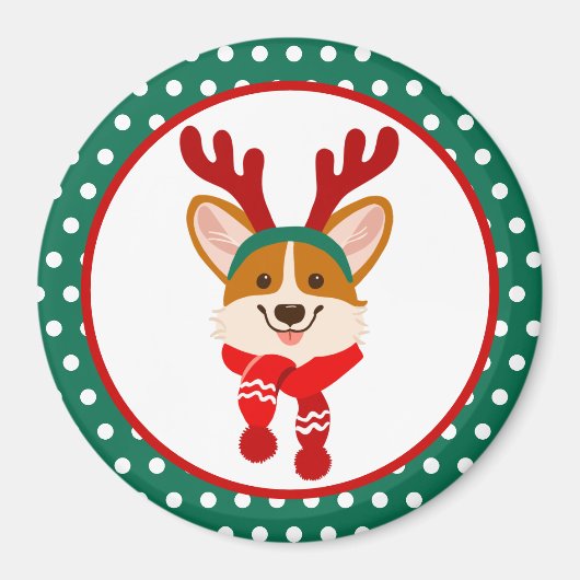 メリークリスマスコーギードッグマグネット マグネット (正面)