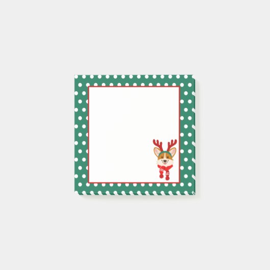 メリークリスマスコーギー犬のメモ帳 ポストイット (正面)