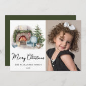 メリークリスマスコージーウォーターカラーホームフォトホリデー シーズンカード (正面/裏面)