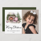 メリークリスマスコージーウォーターカラーホームフォトホリデー シーズンカード (正面/裏面)