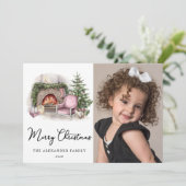 メリークリスマスコージーウォーターカラーホームフォトホリデー シーズンカード (スタンド正面)