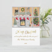 メリークリスマスコージーホームシーンクリスマスカード シーズンカード (スタンド正面)
