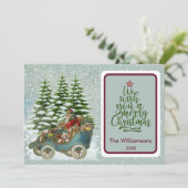 メリークリスマスコージーヴィンテージサンタクリスマスカード カード (スタンド正面)