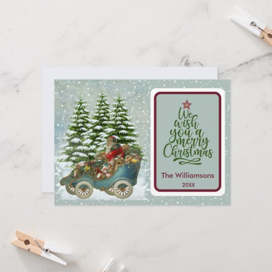 メリークリスマスコージーヴィンテージサンタクリスマスカード カード (正面/裏面インサイチュ)