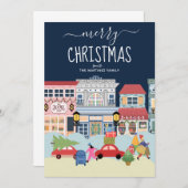 メリークリスマスコージー通りシーンホリデーカード (正面/裏面)