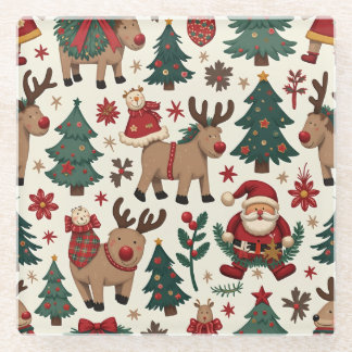 メリークリスマスコースター ガラスコースター