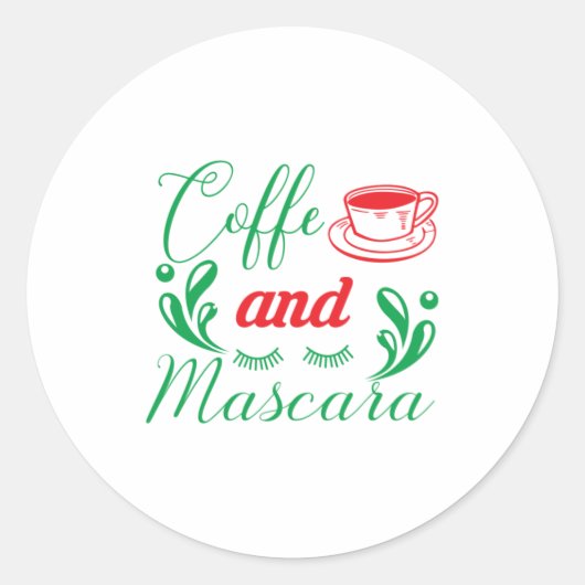 メリークリスマスコーヒーとマスカラ ラウンドシール (正面)